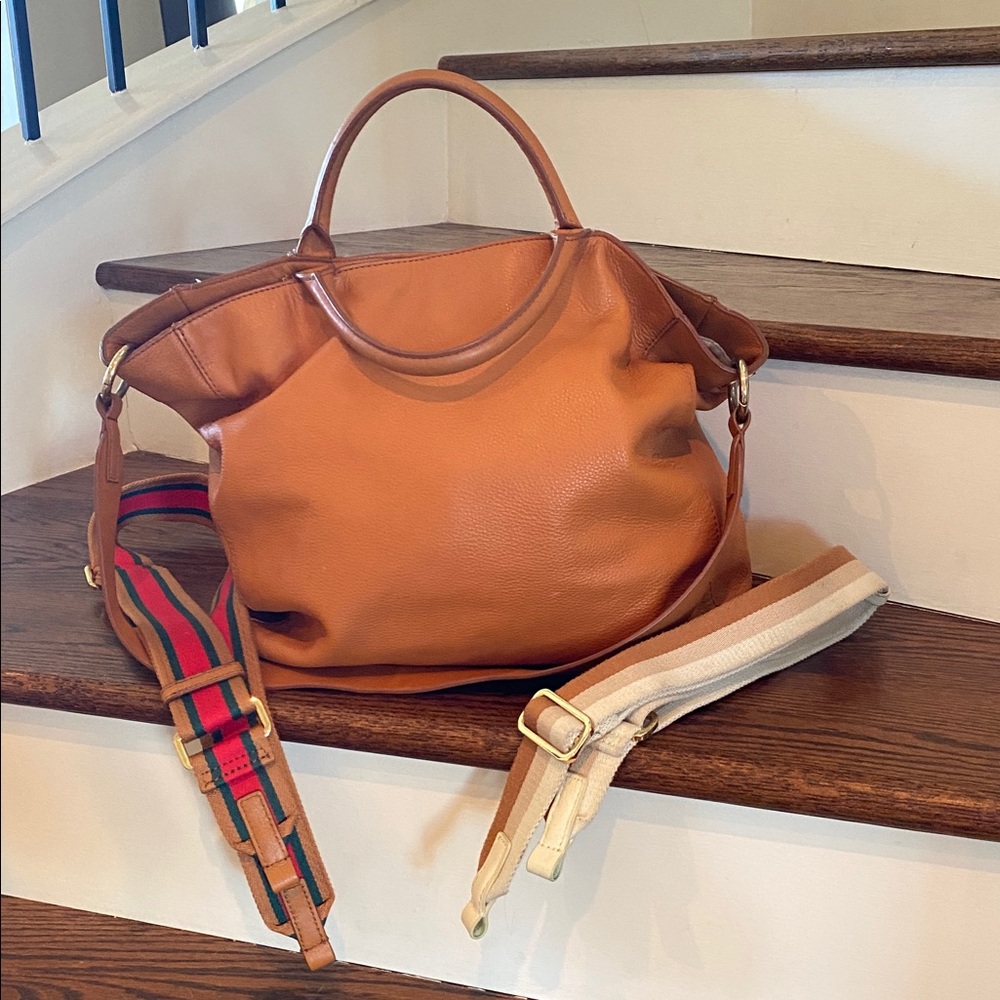 Mark & Graham Brown Leather Tote and Two Bonus Straps